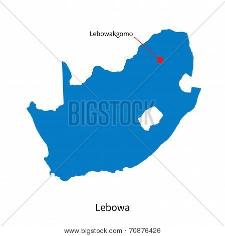 Detailed vector map of Lebowa and capital city Lebowakgomo