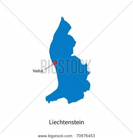 Detailed vector map of Liechtenstein and capital city Vaduz