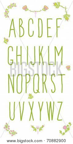 Hand drawn sketch alphabet. Handwritten font.