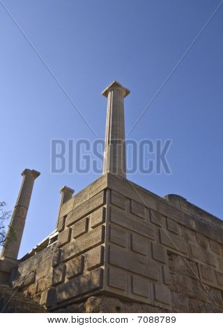 Antické akropole Lindos z ostrova Rhodos, Řecko
