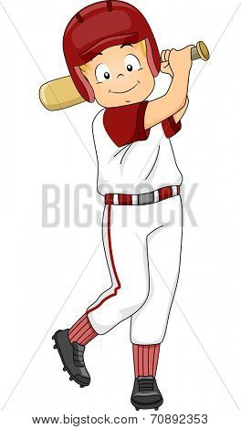 Illustration of a Boy Dressed in Baseball Gear Assuming a Batter's Position