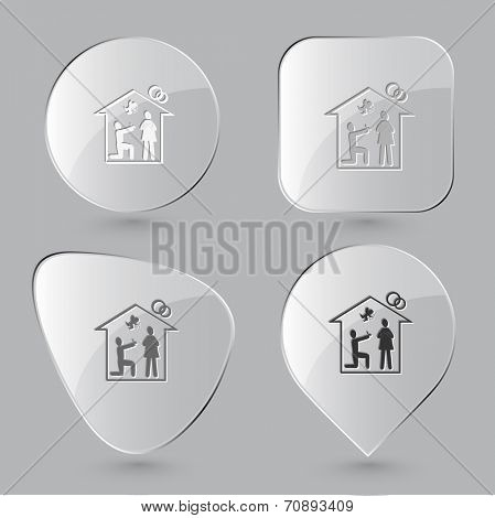 Home affiance. Glass buttons. Vector illustration.