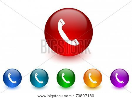 phone internet icons colorful set