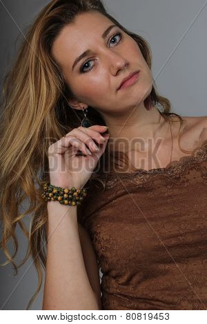 portrait of the young girl of 25 years