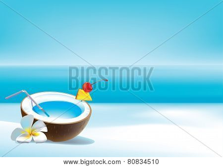 Coconut coctail on beach