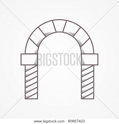 Flat line vector icon for round arch