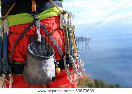 Climber in the equipment.