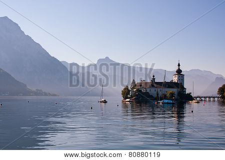 Castle On Traunsee Lake In Austria