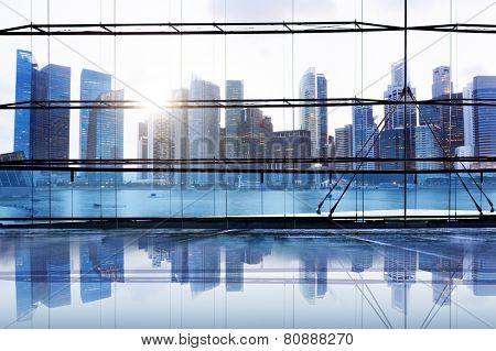City Lights Urban Scenic View Buildings Concept