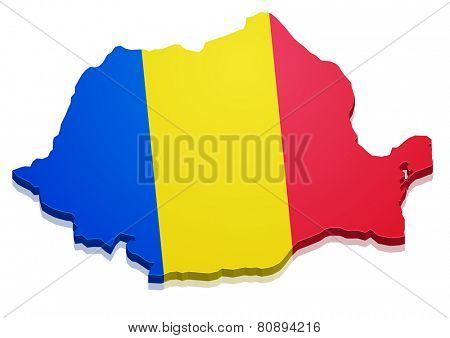 detailed illustration of a map of Romania with flag, eps10 vector