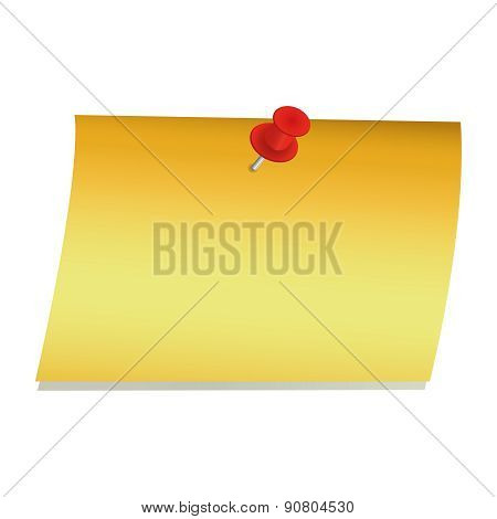 Vector Note Paper with pin on white background