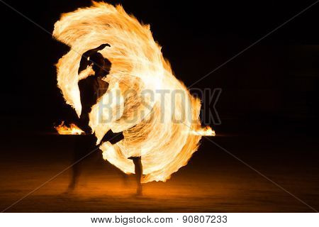 Man Fire Show on the beach