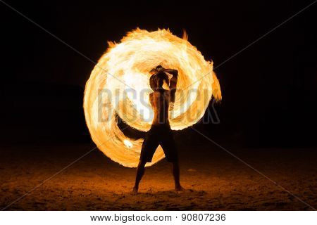 Man Fire Show on the beach