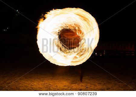 Man Fire Show on the beach