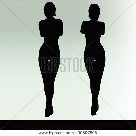 Woman Silhouette With Hand Gesture Handcuffed