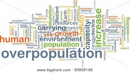 Background concept wordcloud illustration of overpopulation