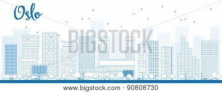 Outline Oslo Skyline with Blue Building. Vector Illustration
