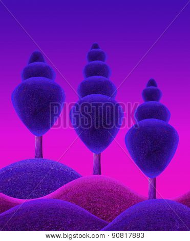 Nignt fantasy landscape