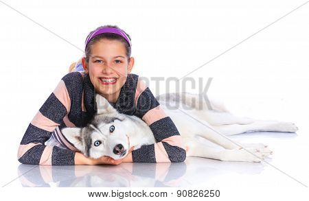 Girl with her Husky