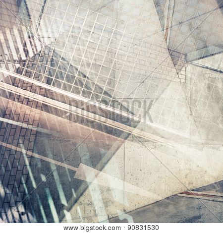 Abstract multi exposure background. Architectural details.