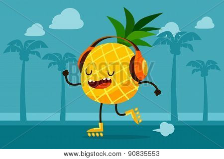 Pineapple Skating At The Beach