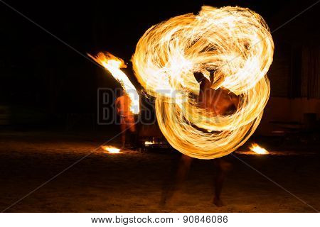 Man Fire Show on the beach
