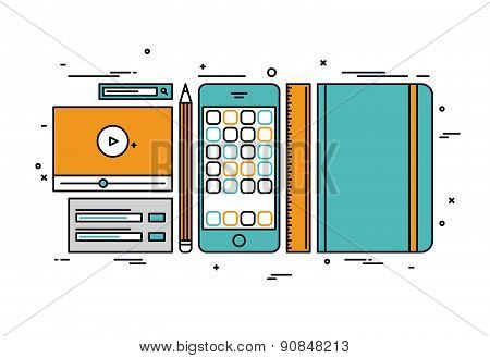 Apps Develop Line Style Illustration