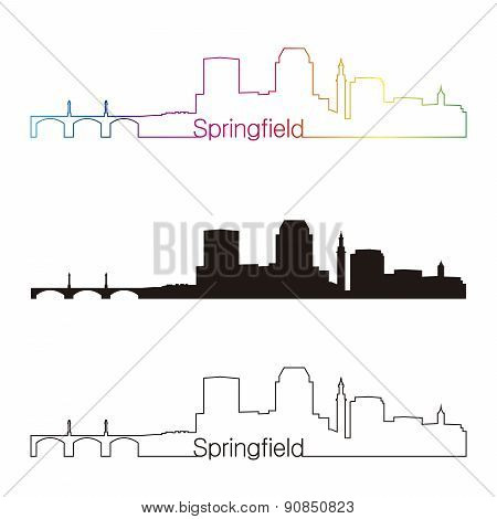 Springfield Ma Skyline Linear Style With Rainbow