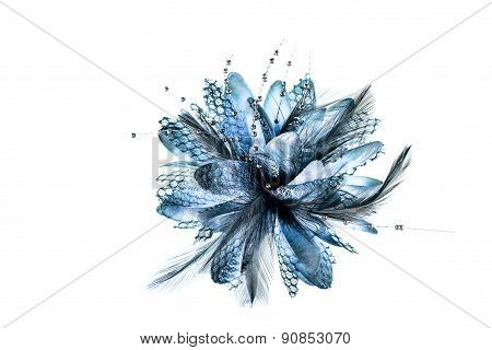 Fashion Hair Accessories And Brooches Made Of Colorful Feather On White Background