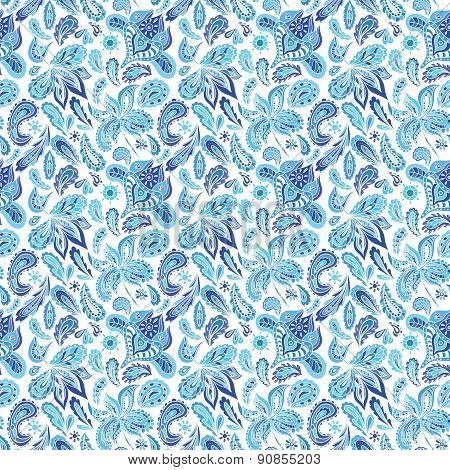 Blue Ethnic Paisley Ornament Pattern