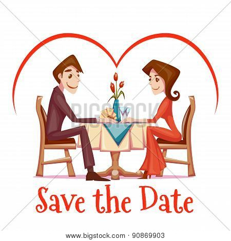 Vector illustration of romantic date  in restaurant