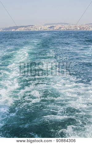background the sea with waves and European side