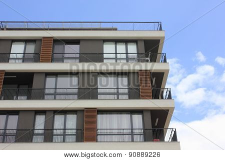 Facade of stylish modern building