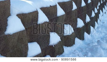 Rock Wall During Winter