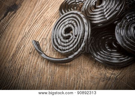 Licorice wheels candies