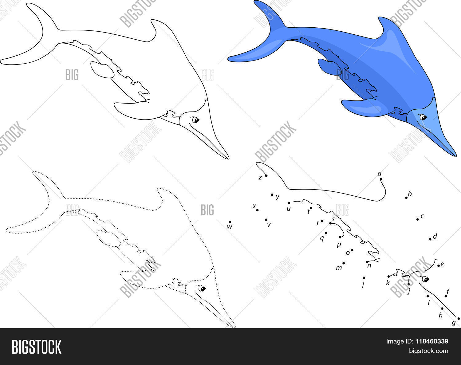 Printable Ichthyosaurus Cartoon Ichthyosaur. Vector & Photo (Free Trial) | Bigstock
