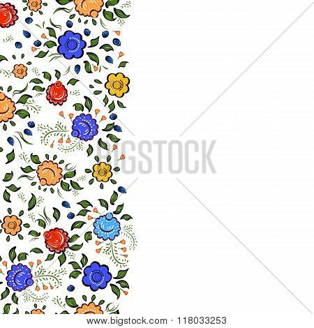 Greeting Card, Invitation, Banner. Frame For Your Text With Folk Floral Background.