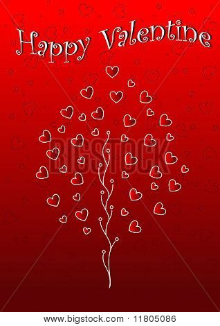 Happy Valentine behang met boom van harten