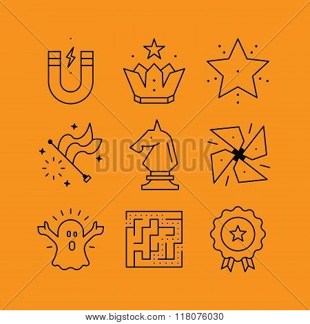 Set of line vectors icons in the flat style.