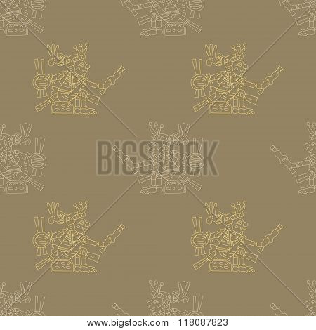 Seamless pattern with symbols from Aztec codices