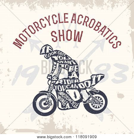 Typography lettering motorcyclist