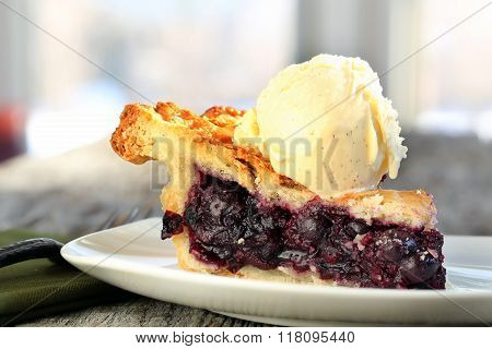 Slice of blueberry pie