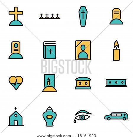 Vector Line Funeral Set