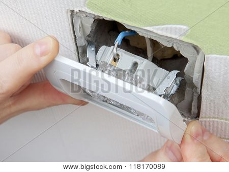 Install Wall Light Switch Insert Into Electrical Box
