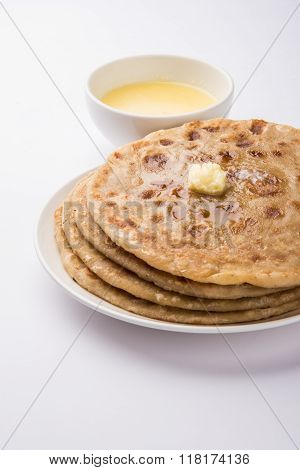 Puran poli is important sweet menu in holi festival in india, indian dessert, puran roti, indian swe