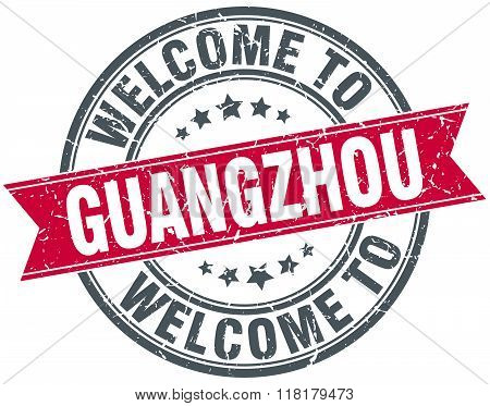 welcome to Guangzhou red round vintage stamp