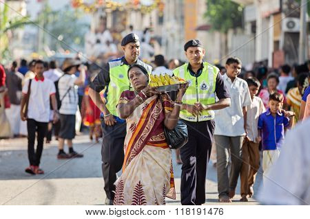 Georgetown, Penang, Malaysia - January 23, 2016 : Hindu Devotee Taking Part In The Thaipusam Festiva
