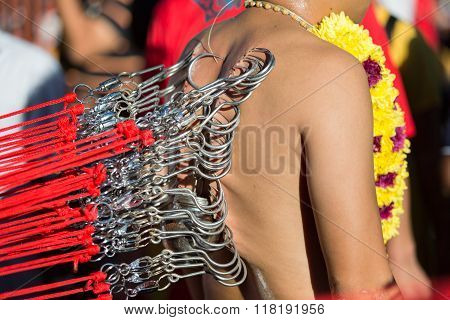 Georgetown, Penang, Malaysia - January 24, 2016 : Hindu Devotee Taking Part In The Thaipusam Festiva