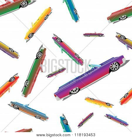 Old cars vector seamless pattern