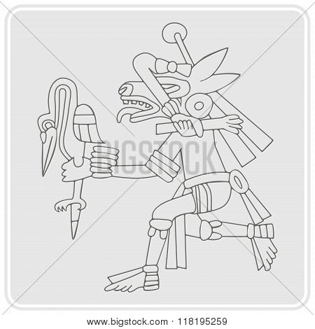 monochrome icon with symbols from Aztec codices